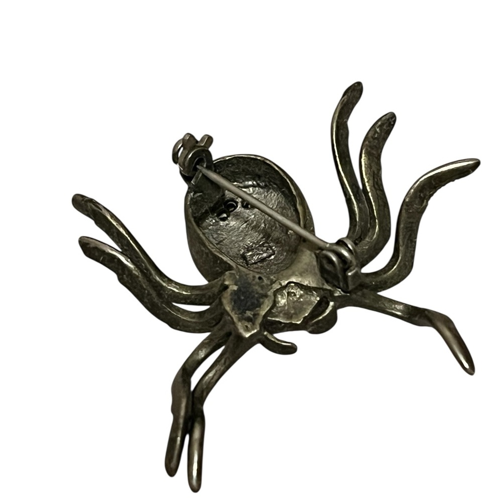 Vintage Marcasite look spider brooch in dark silver - Picture 4 of 7